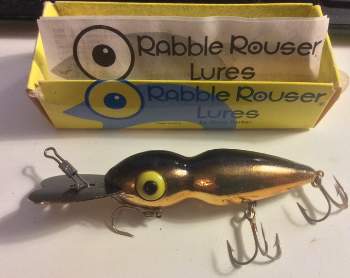 Vintage Rabble Rouser Fishing Lure Di-Dapper Model with How To Fish Your Rabble Rouser Top-Water Instructions, Original Box