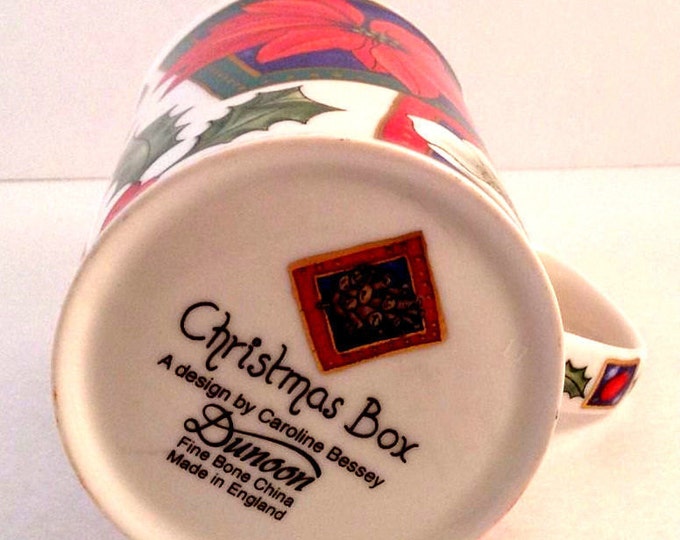 Dunoon Fine Bone China Coffee Mug, Christmas Box by Caroline Bessey, Bone China Holiday Mug England