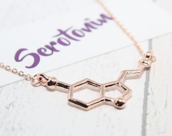 Serotonin Necklace, Serotonin Molecule Necklace, Charm Necklace, Serotonin Charm, Chemistry Necklace, Molecular Structure Necklace