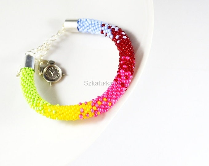 Seed beads bracelet rainbow bracelet colored bracelet friendship gift springs ideas crochet bracelet handmade bracelet for her