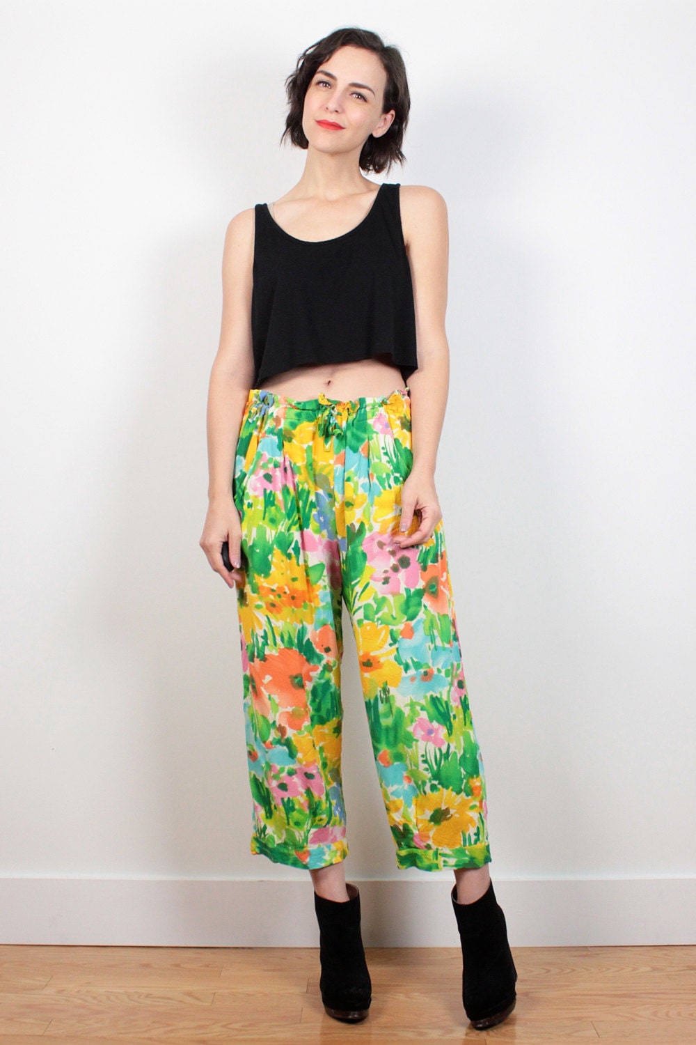 Vintage Jams World Pants 1990s Jams Floral by ShopTwitchVintage