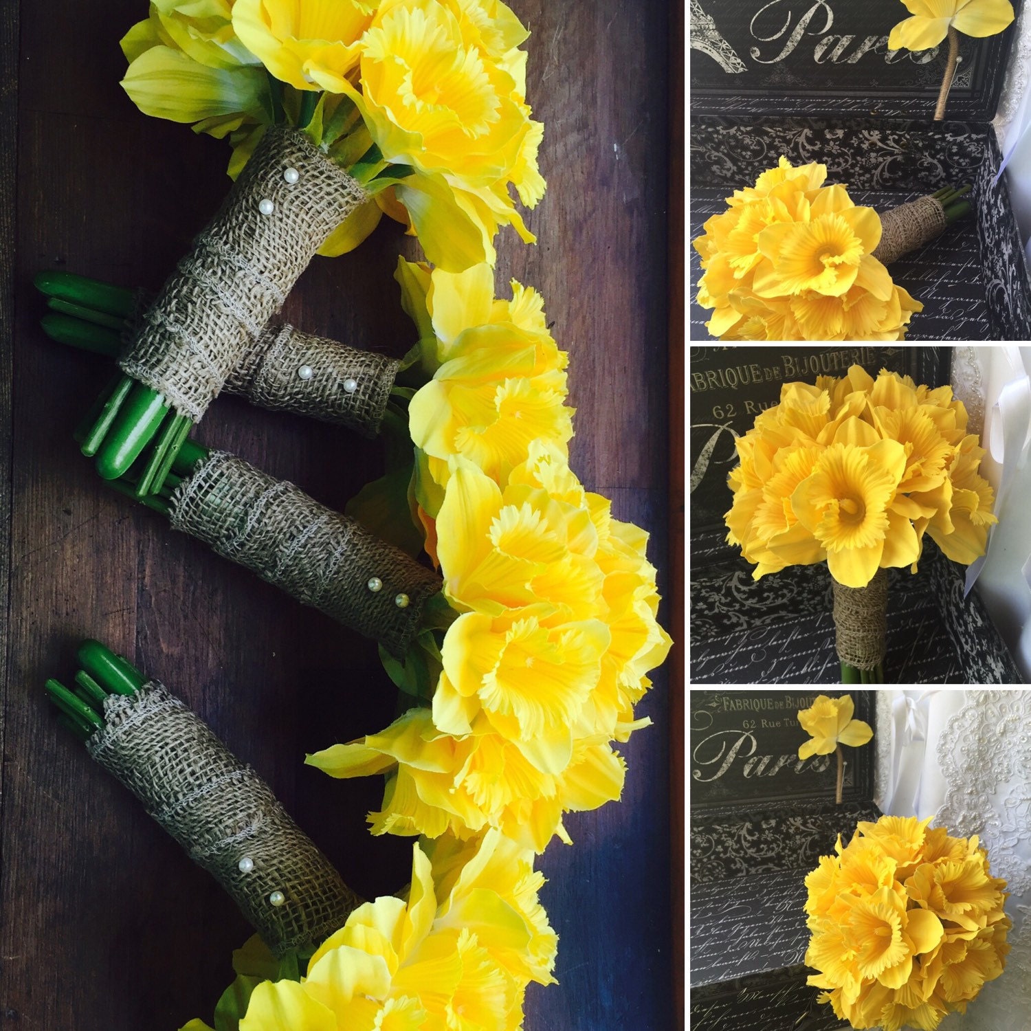 Daffodil Bouquet 17 Pice Wedding Bouquet Set Yellow Daffodil