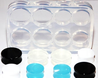 Multi Ear gauges and ear tunnels clear silicone mold for Make at home resin plugs. SIZE: 2 pair-4pc-20mm.2pair-4pc-25mm(@-01)