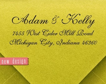 CUSTOM ADDRESS STAMP, personalized pre inked address stamp, pre inked custom address stamp, wedding stamp with proof - calligraphy RC6-1