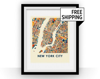 New York City Map Print - Full Color Map Poster