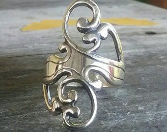 sterling silver scroll ring alternative steampunk gothic art nouveau