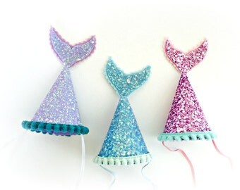 Mermaid Birthday Party Hat || Mermaid Party Hat || Mermaid Birthday || Ariel Under the Sea || Little Blue Olive
