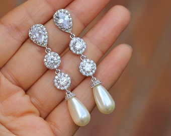 pearl earrings cream pearl earring pearl bridal earring pearl wedding earrings ivory earring pearl jewelry