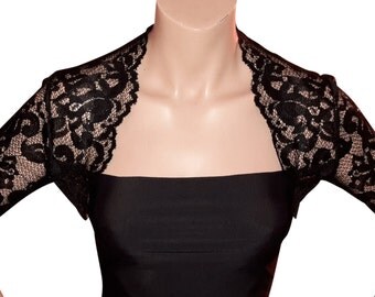 Stretch lace Bolero/ Shrug in Black or Navy in Sizes UK 10 to 20
