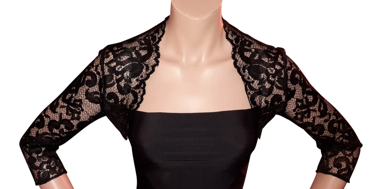 Stretch lace Bolero/ Shrug in Black or Navy in Sizes UK 10 to