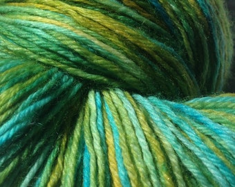 Hand Dyed superwash Sock yarn in Electric Avocado