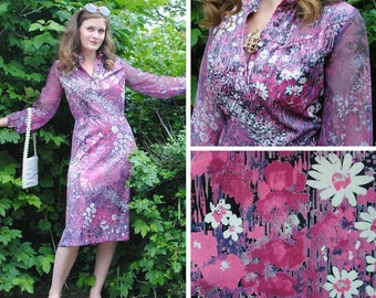 Vintage Purple Dress - Floral Dress, Purple Dress, Vintage Floral Dress, Vintage Dresses