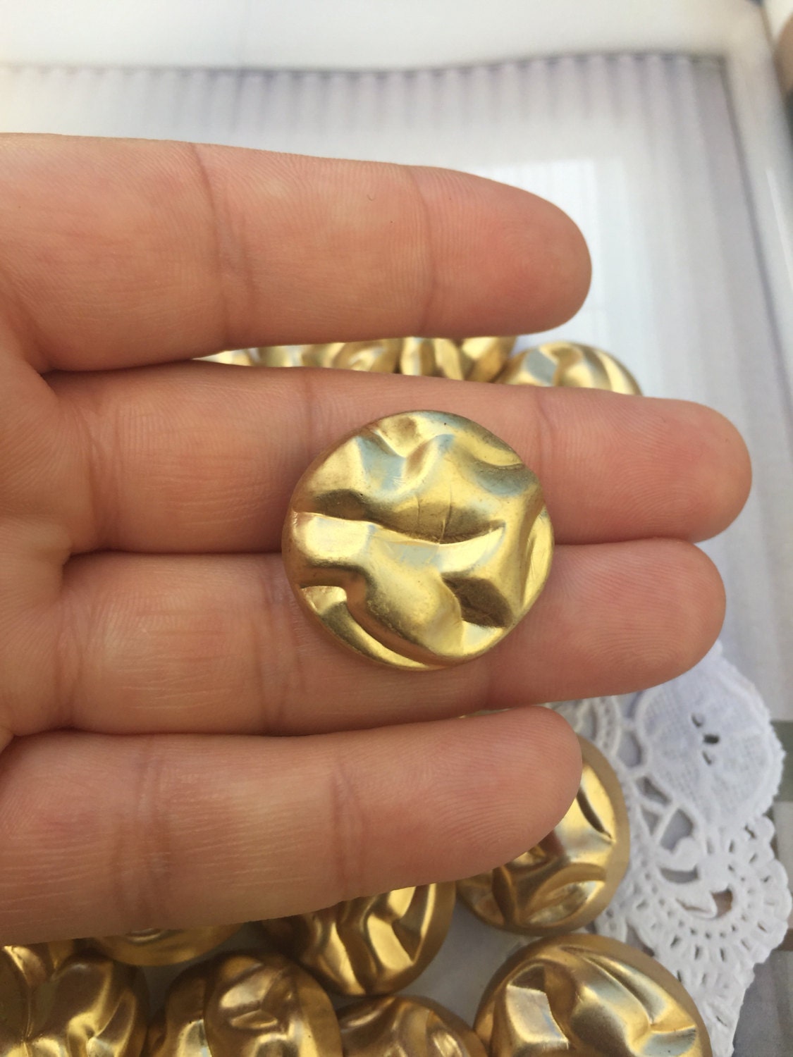 Bulk 20 large gold buttons / shank buttons / gold buttons? rustic