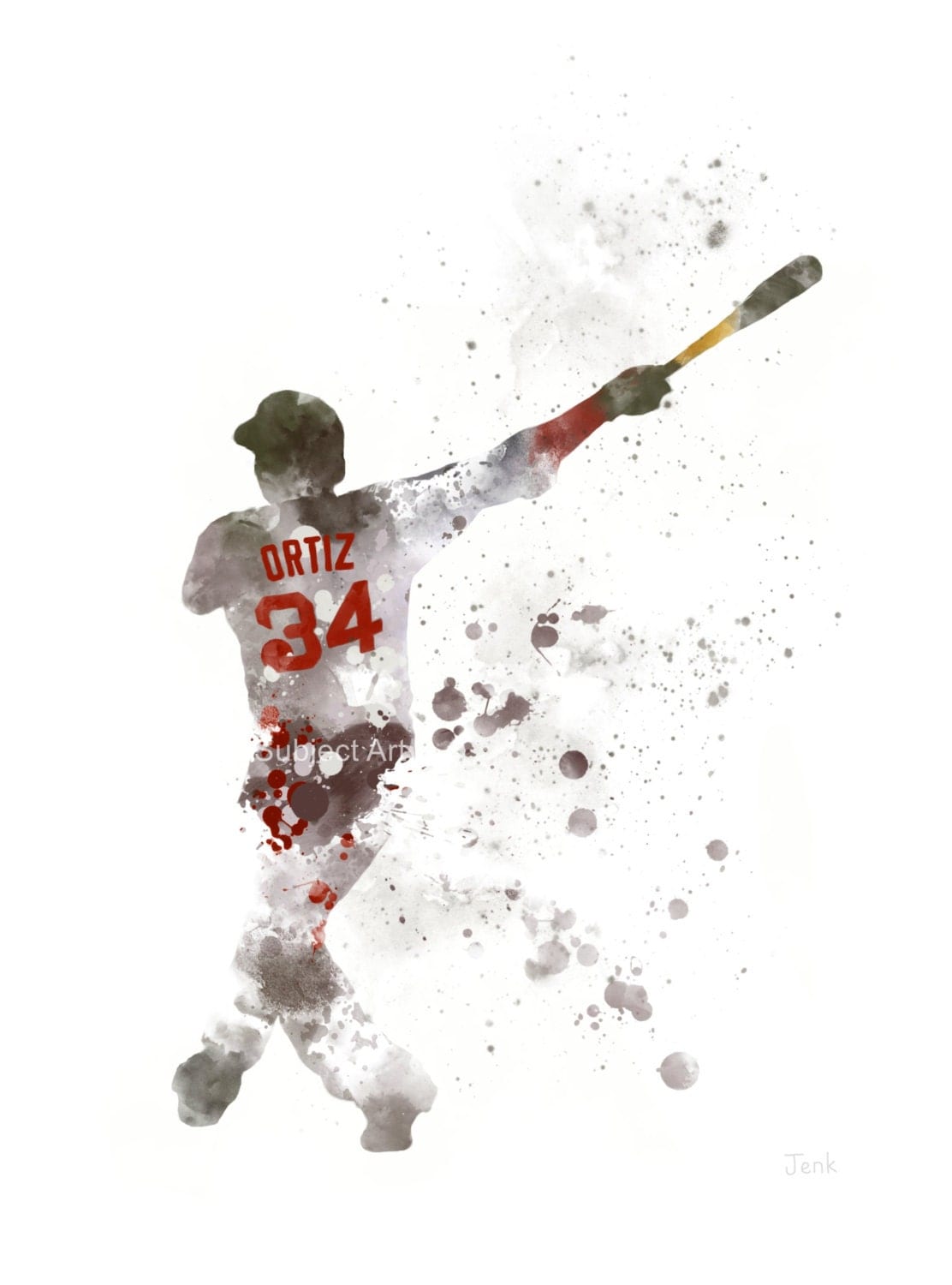 David Ortiz ART PRINT illustration Boston Red Sox by