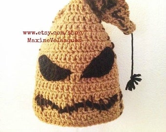 Crochet Nightmare Before Christmas Oogie Boogie Inspired Beanie Made to Order halloween photo prop costume (Newborn to Adult sizes)