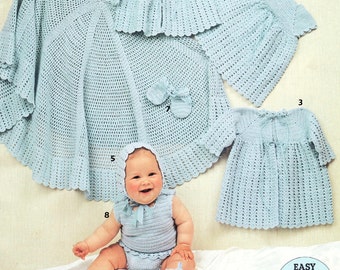 Vintage Knitting and Crochet Pattern Booklet PDF 3 Baby Layettes 27 Garments  Matinee Jacket Dress Shawl Vest Coat Bonnet Christening