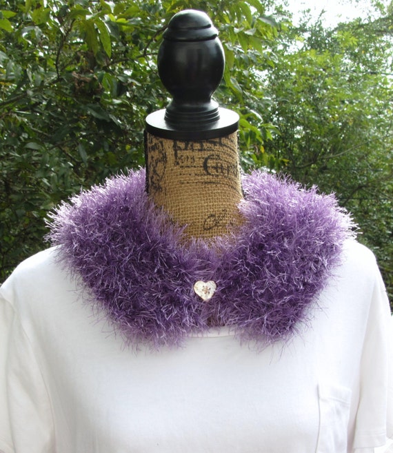 Fluffy Purple Faux Fur Collar Animal Friendly Fashion