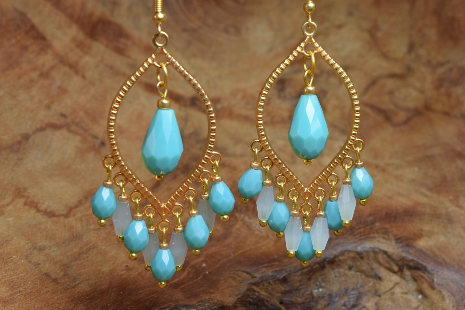 Boho Earrings Chandelier Earrings Turquoise Earrings By Nozuno