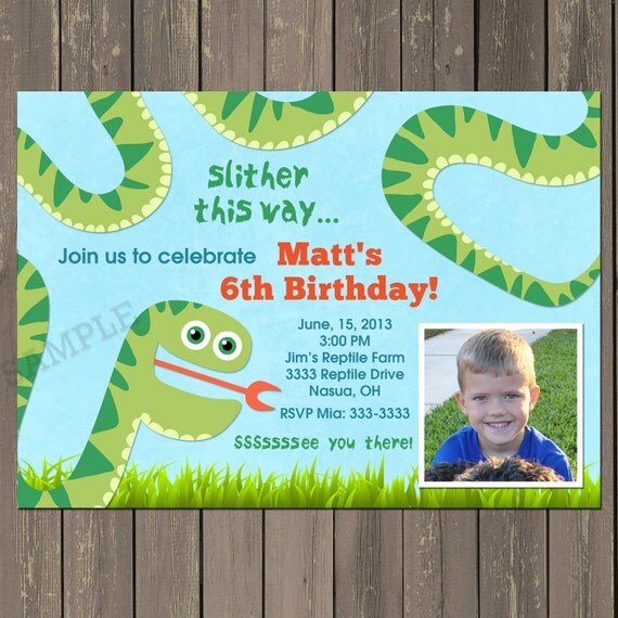 Snake Birthday Invitation, Snake Birthday Party Invite, Reptile Party Invitation, Boys Birthday Theme, Printable or Printed Il_570xn