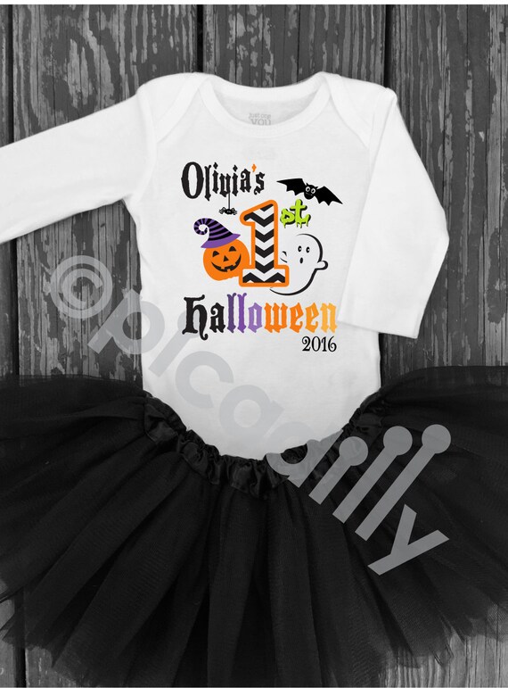 Baby Girl My First Halloween Onesie with OPTIONAL by ShopPicadilly