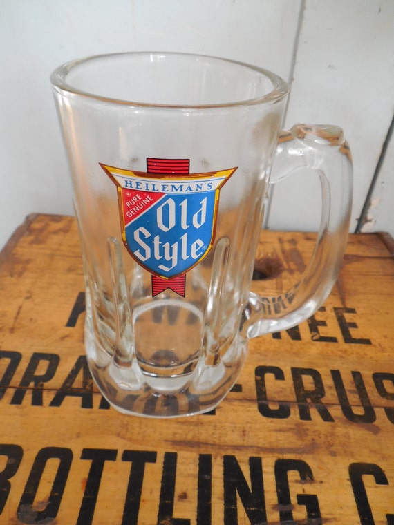 Vintage Old Style Beer Mug Stein Glass Heileman S