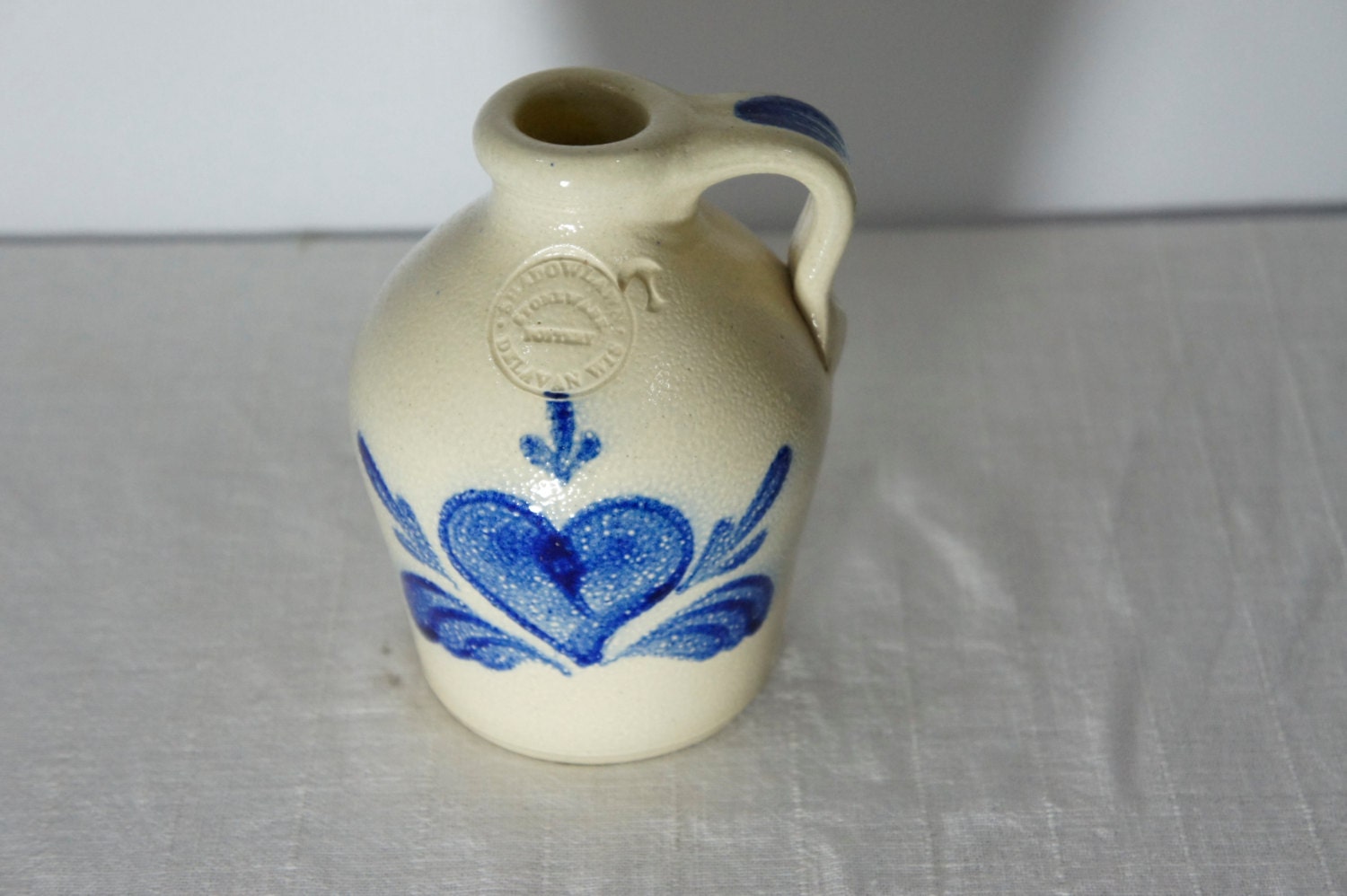 vintage Rowe Pottery Salt Glazed Pitcher Crock Jug Heart