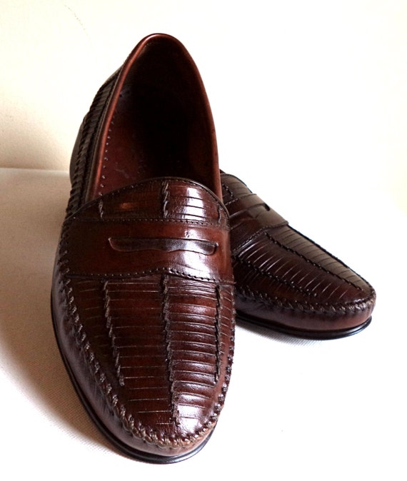 9.5 M Loafers G.H. BASS Men's Brown Full Grain Leather