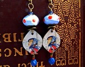 Blue Red Boho Lampwork earrings Vintage Tin Bohemian earrings Hippie Gypsy dangles Boho Chic Artisan Jewelry Blue Red Boho Lampwork earrings Vintage Tin Bohemian earrings Hippie Gypsy dangles Boho Chic Artisan Jewelry