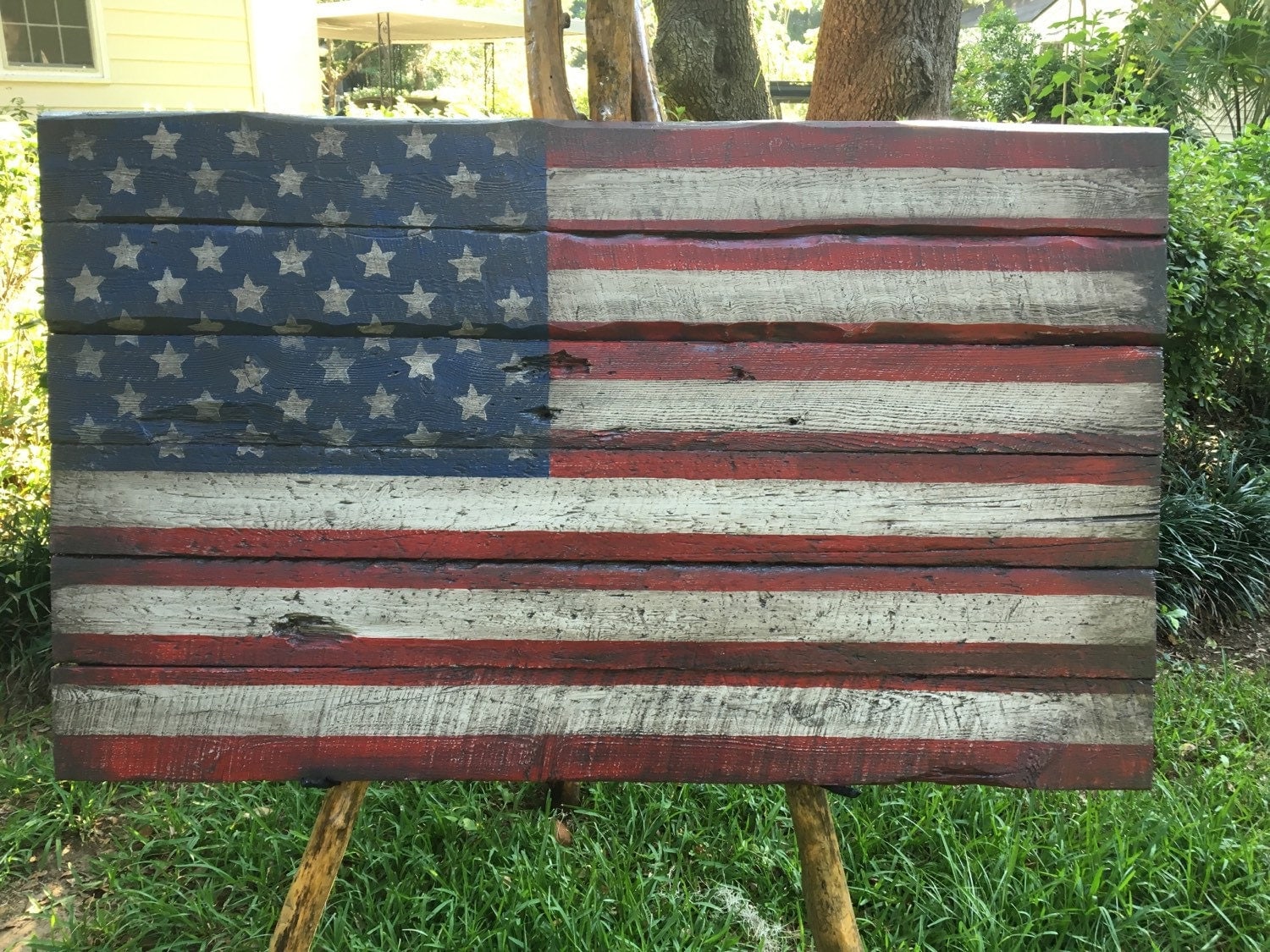 Barn wood american flag extra large at 36x60 and 40lbs