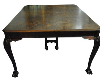 Exquisite Antique Walnut Chippendale Style Ball & Claw Ft Dining Table 54"L, Shipping Is Not Free!!!