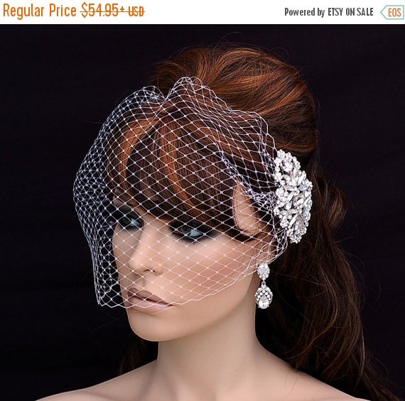 SALE Bridal Comb and Birdcage Veil Bird Cage by EleganceByKate