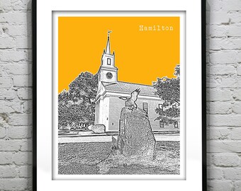 Hamilton Massachusetts Skyline Poster Art Print MA Version 1