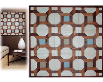Reclaimed Wood Artwork Wall Sculptures Rustic Modern Quilt Designs Contemporary Transistional Large Geometric Textured Decorative OOAK Decor