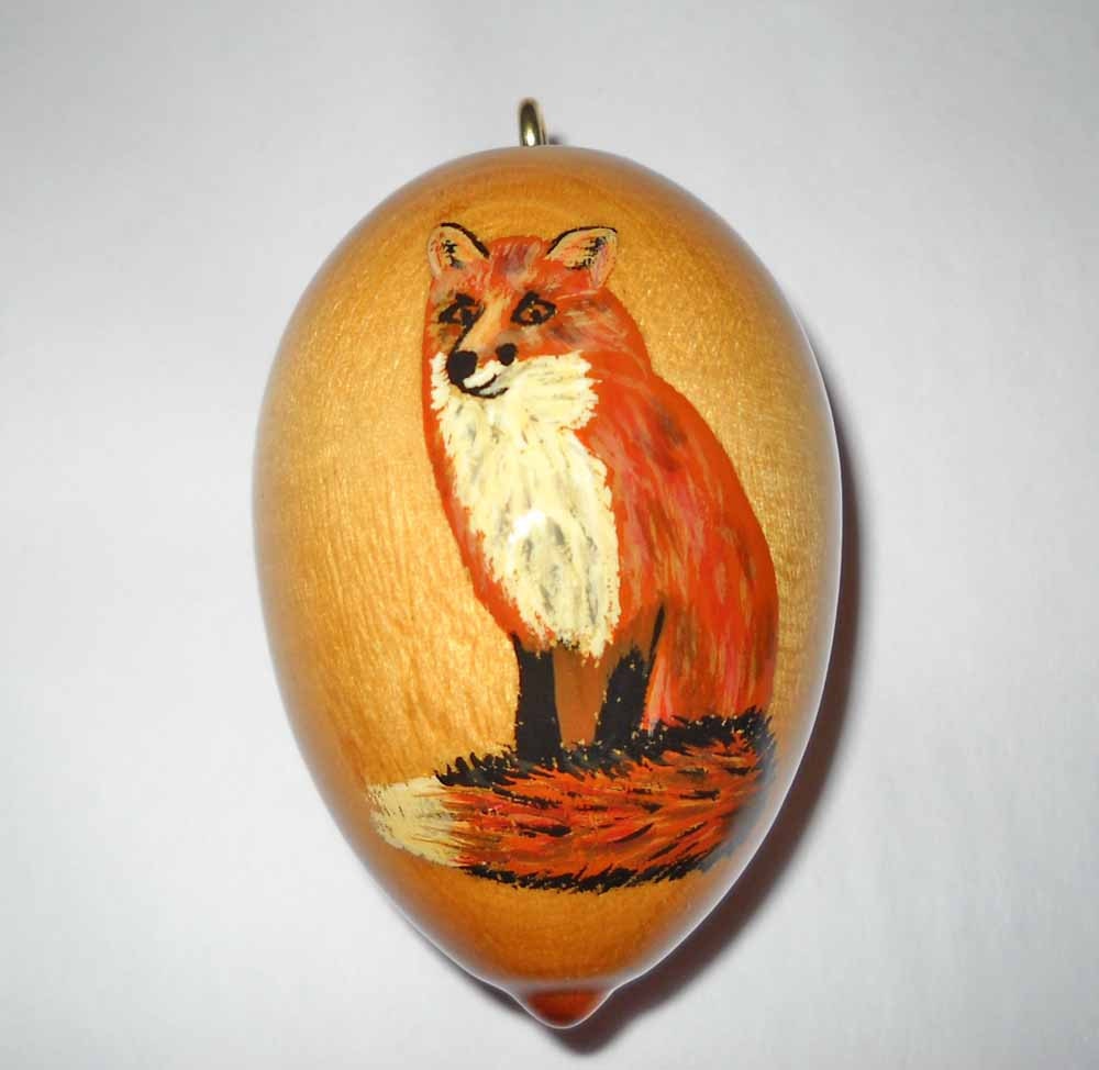 red fox christmas ornament hand painted wood ornament ego 22 red fox christmas ornament hand painted wood ornament ego 22
