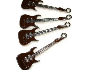 Collana Con Ciondolo Chitarra Elettrica In Acciaio Inox Argento - My Daily Styles