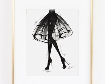 Fashion Illustration Print, LBD, 8x10"