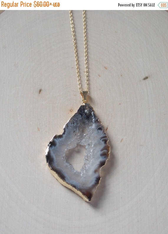 Geode Necklace on a Gold Filled Chain: large geode slice necklace ...