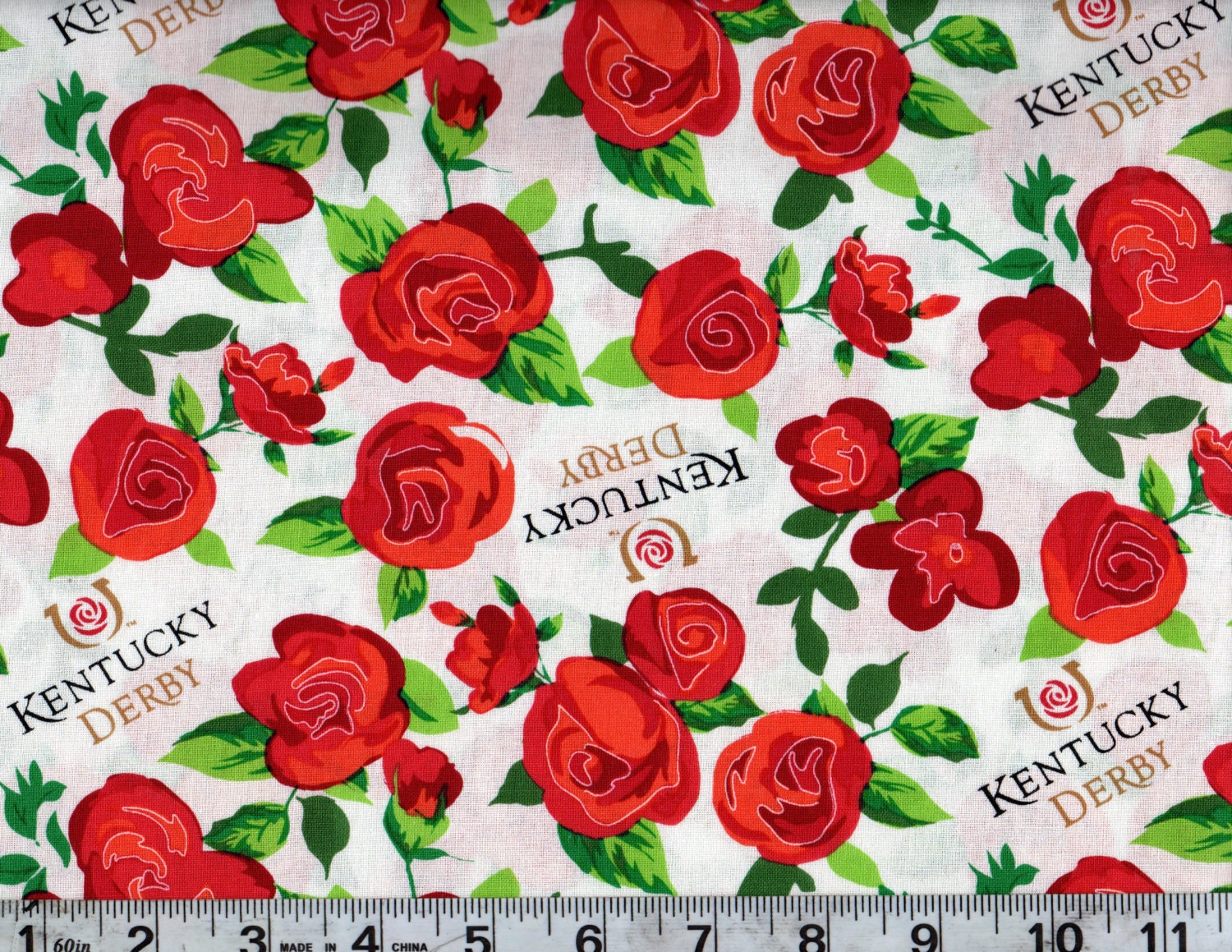 Kentucky Derby Winners Circle Roses Cotton Fabric By the Yard