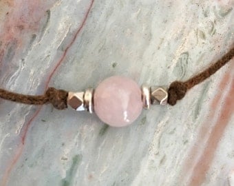 Pink stone choker, Rose quartz choker, Simple choker, Boho choker, Minimalist choker, Beach choker, Summer necklace, Pink gemstone choker