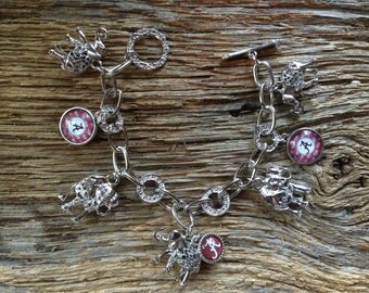 Alabama Roll Tide charm bracelet: Silver elephants Alabama Crimson Tide bracelet