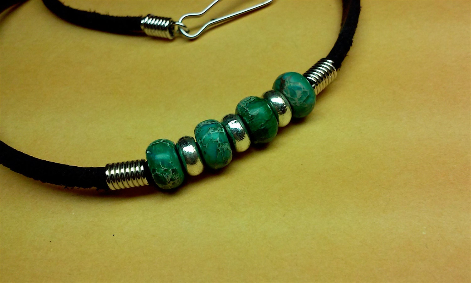 mens necklace Surfer style necklace genuine leather and