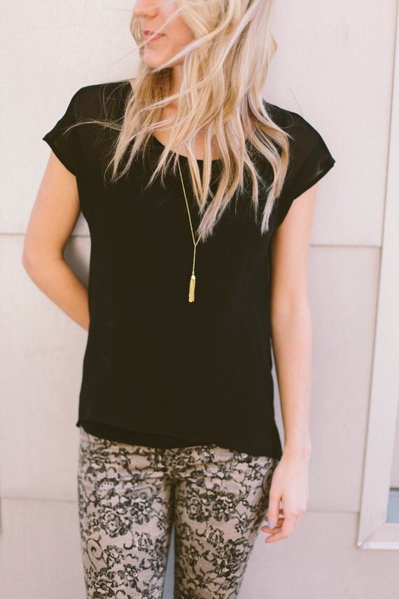 Gold Tassel Necklace by JQvancouver on Etsy