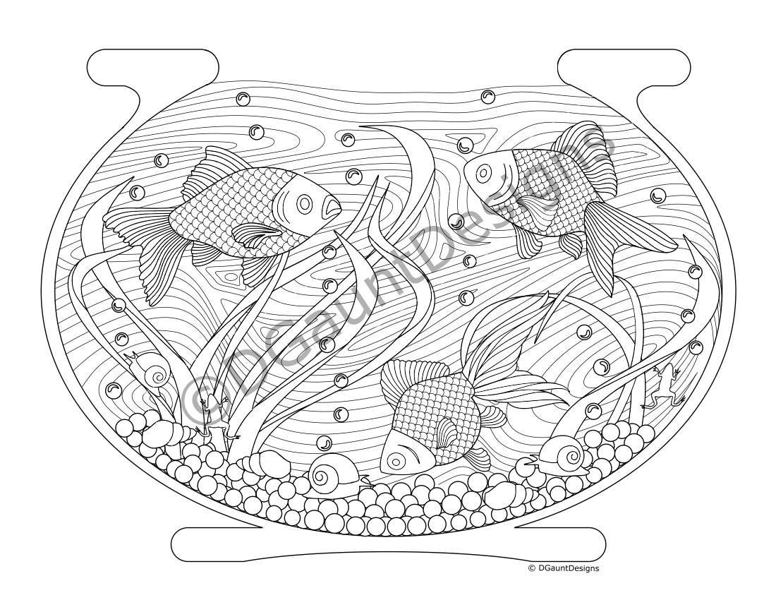 fish in fish bowl coloring page