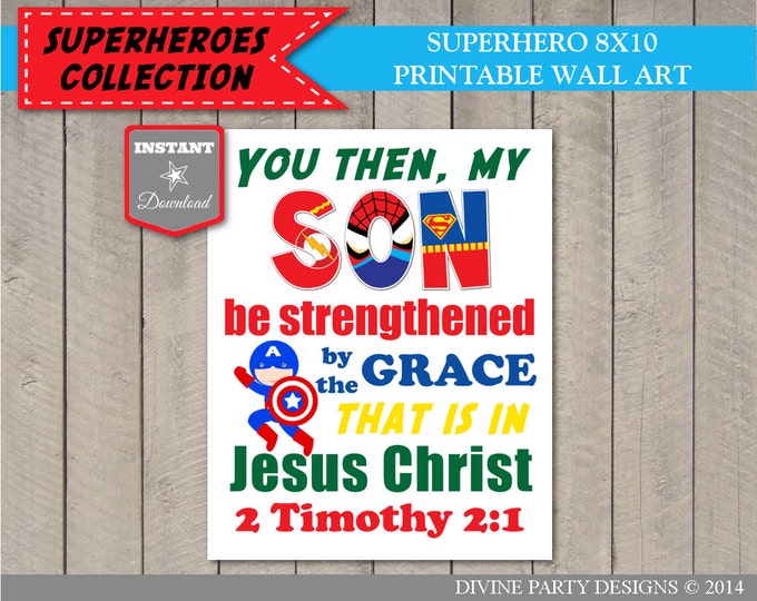 SALE Printable Wall Art - Instant Download Superhero 8x10 Verses / Boy's Room Decor / DIY / Superhero Collection / Item #509