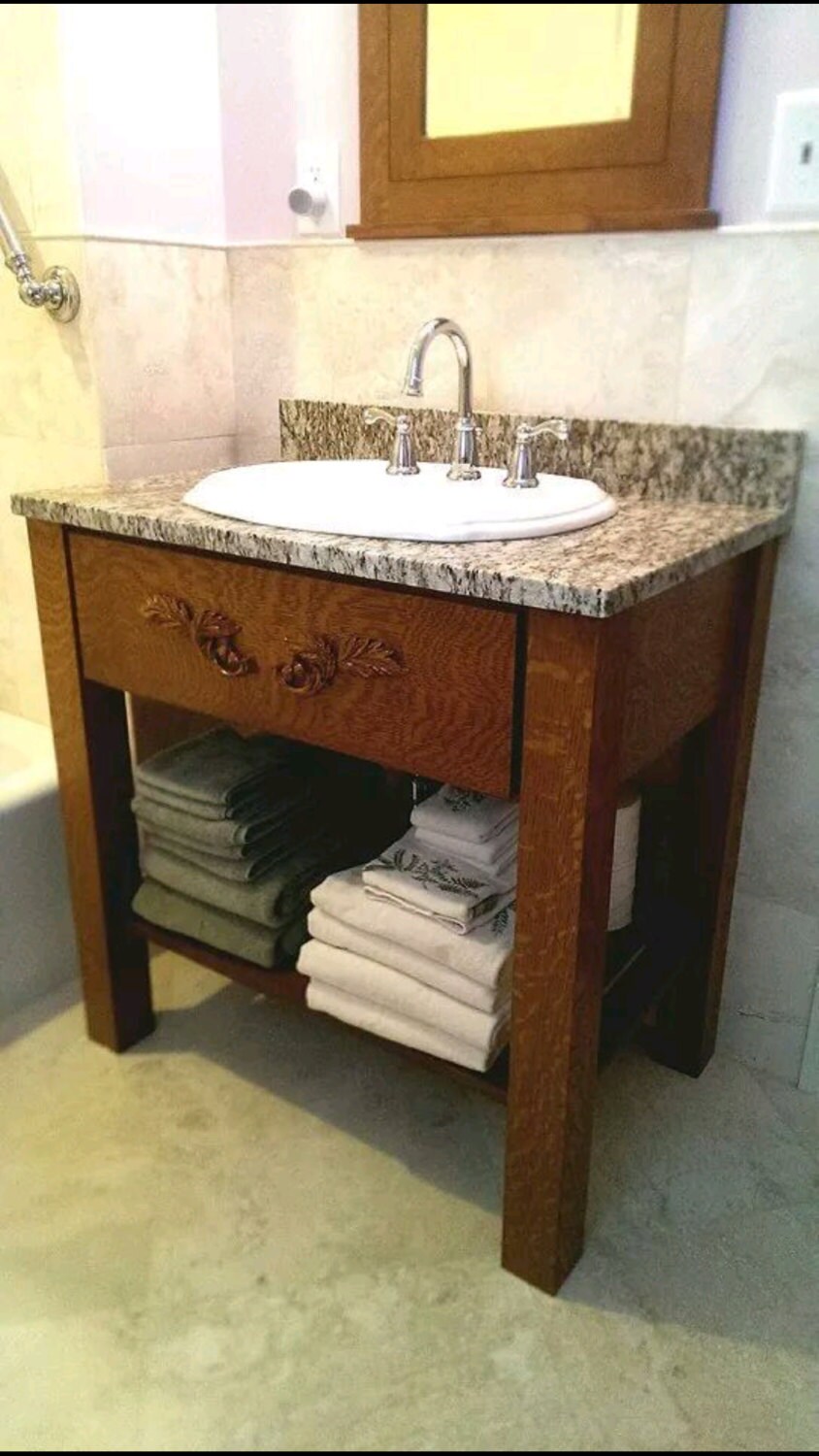 QuarterSawn White Oak Bathroom Vanity by SpeckCustomWoodwork