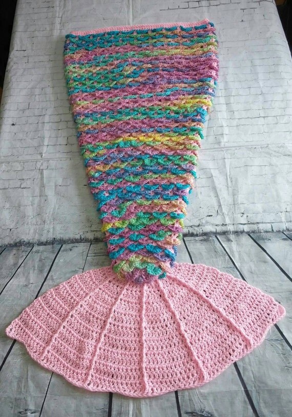 Mermaid tail blanket with fin in crochet by LittlePatchesCrafts