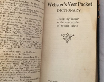 1920s Vintage Abbott's Websters Vest Pocket Dictionary