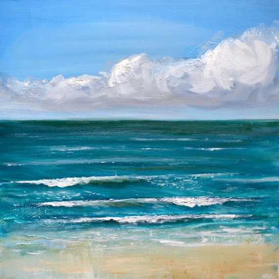 Ocean Painting Art Oil Original // Salty Blues 20