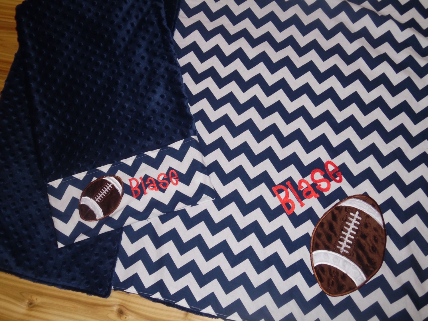 Football Personalized Minky Baby Blanket with Embroidered