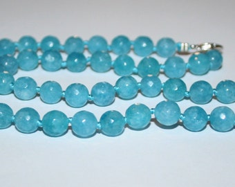Necklace Aquamarine faceted beads 8 mm.